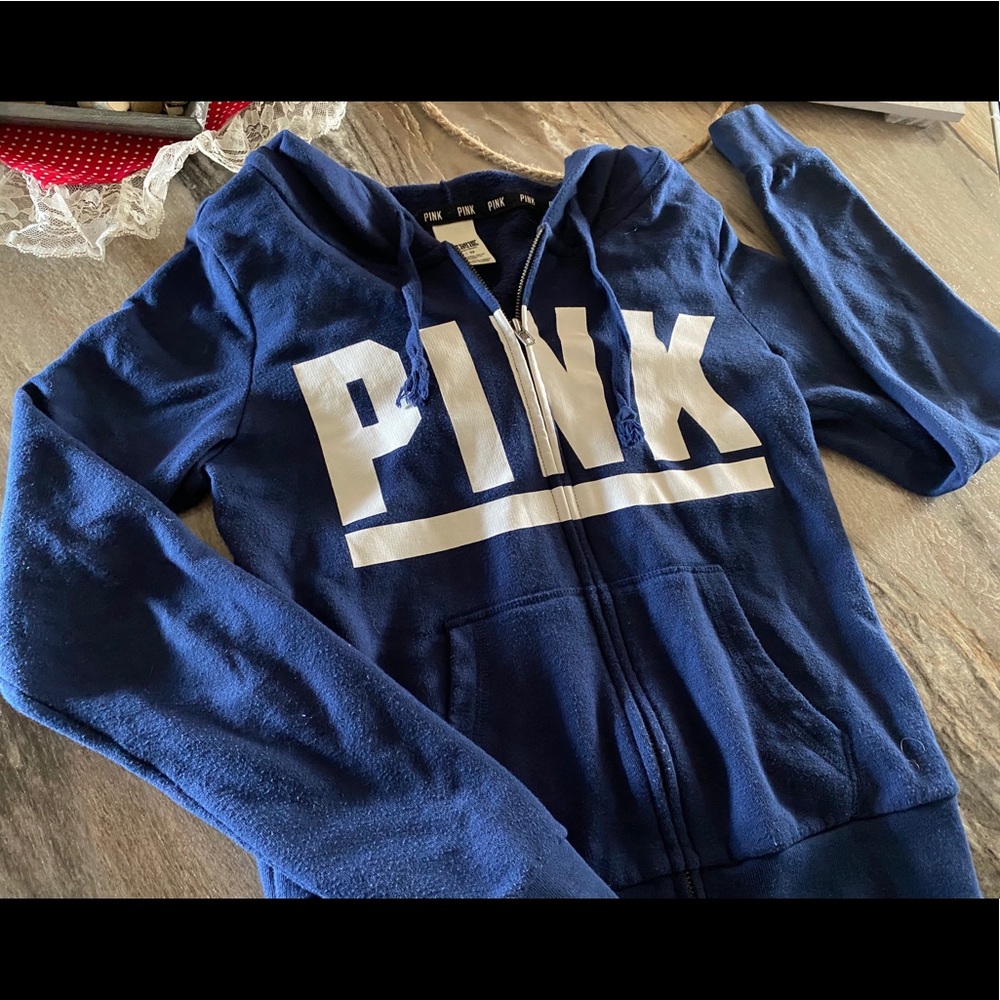 Victoria’s Secret/Pink Navy blue zip up sweater